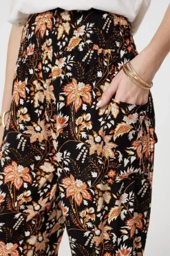 Vintage Floral Shirred Waist Harem Pants