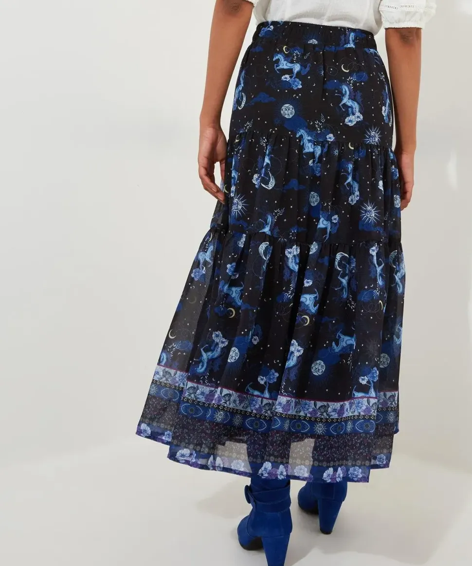 Vintage Printed Layered Skirt