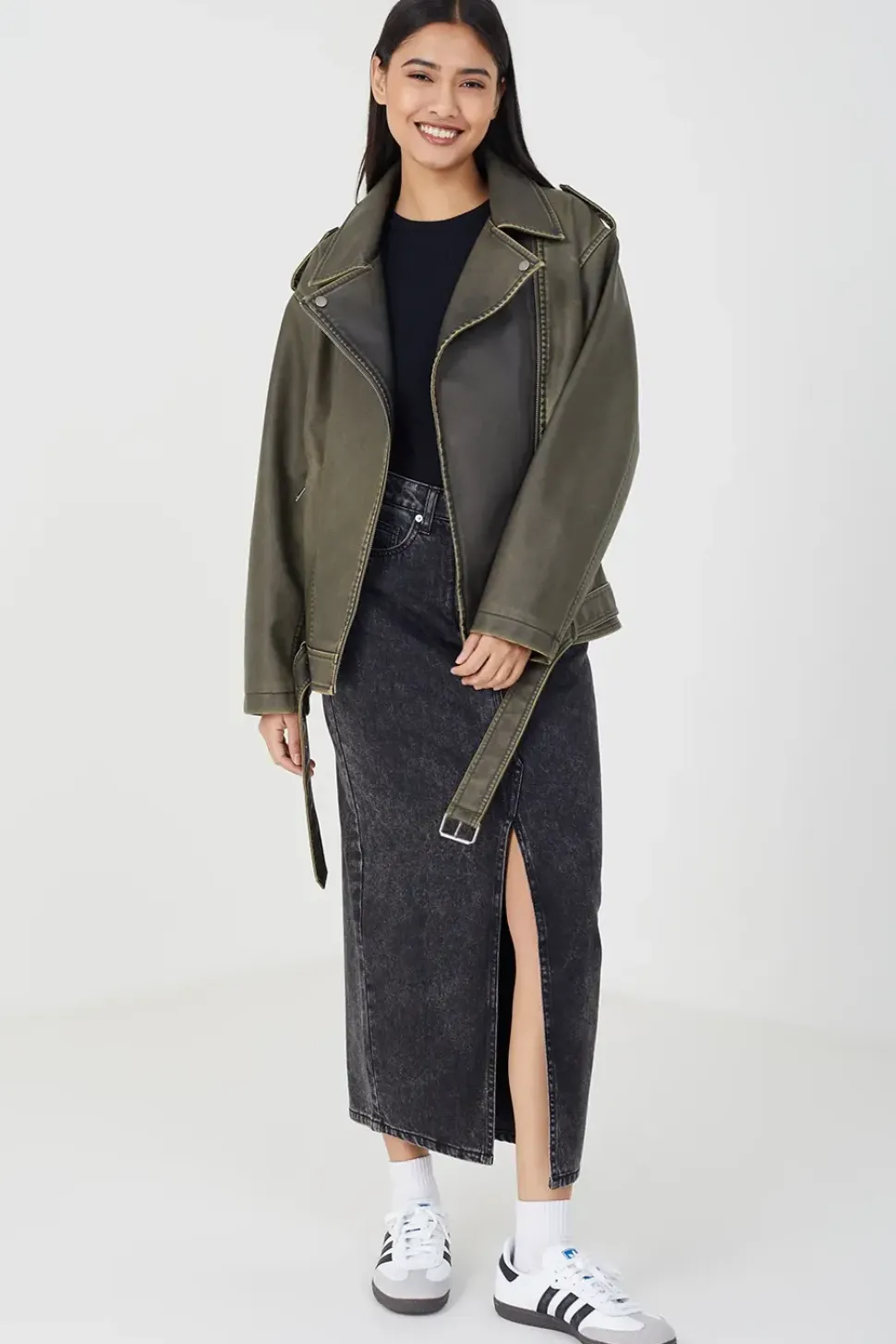 Vintage PU Oversized Biker Jacket
