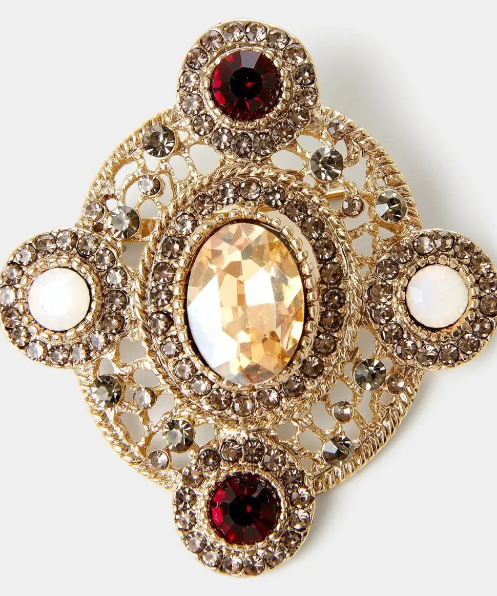 Vintage Style Diamanté Brooch Set