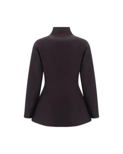 Virgin Wool Jacket with Shawl Lapels and Hidden Closure