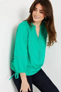 Viscose Dobby Lace Insert Blouse