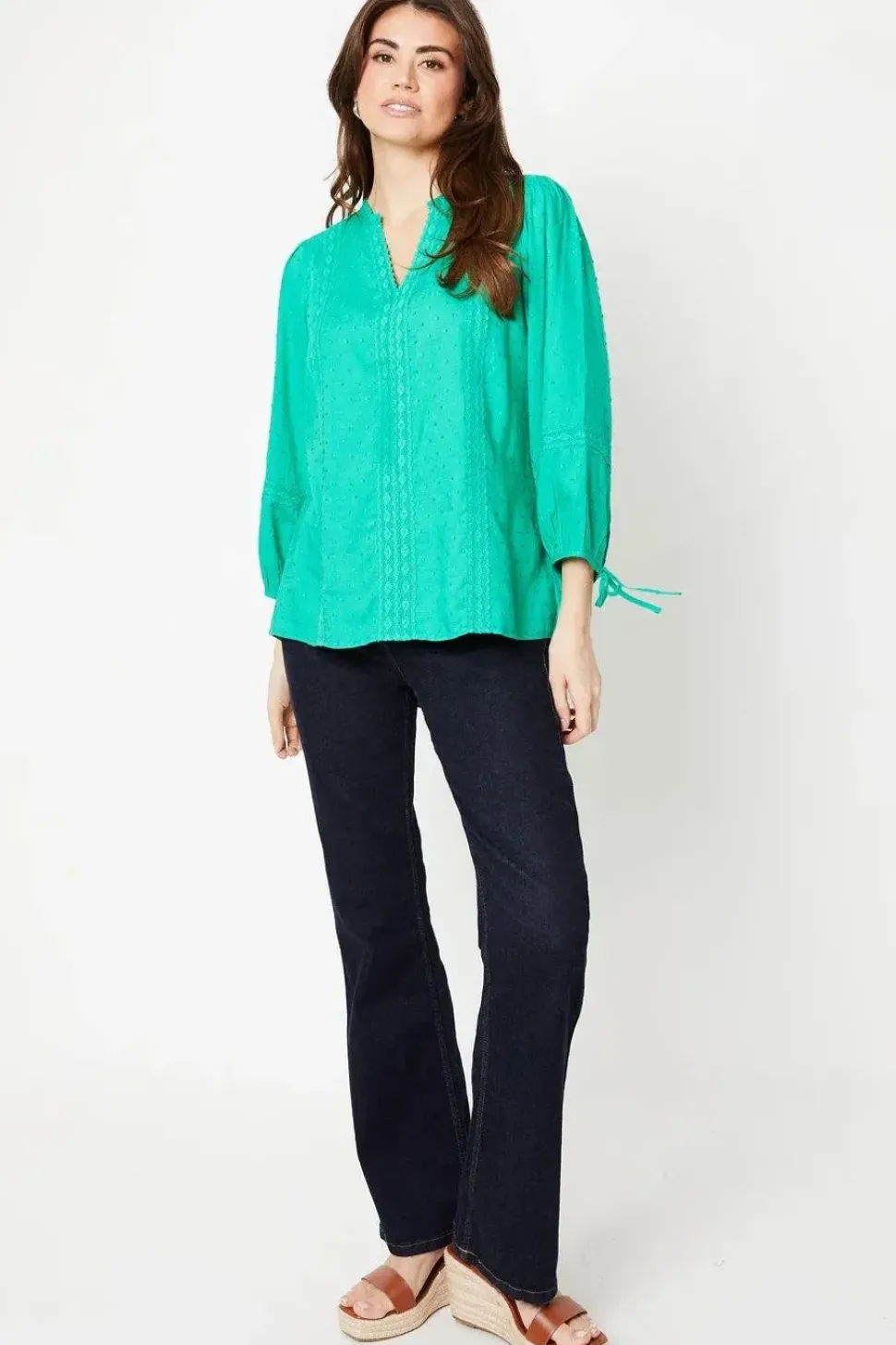 Viscose Dobby Lace Insert Blouse