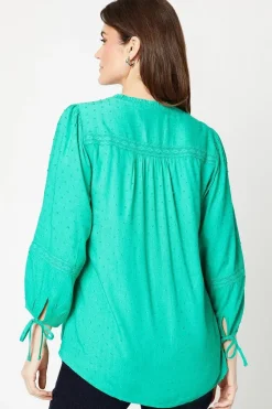 Viscose Dobby Lace Insert Blouse