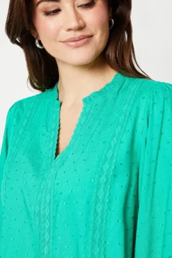 Viscose Dobby Lace Insert Blouse