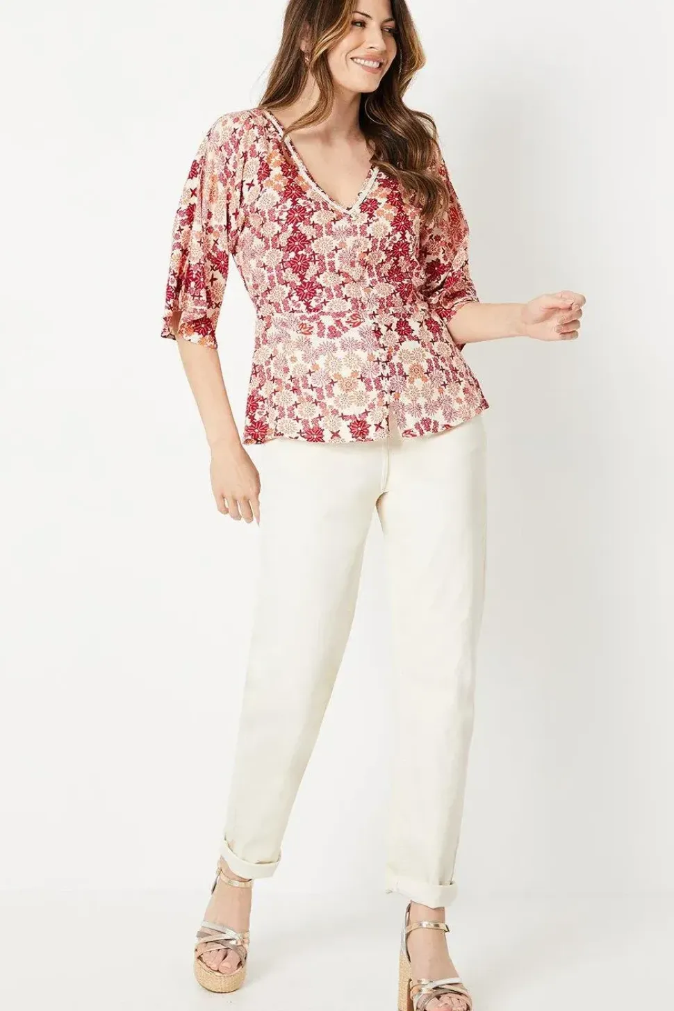 Viscose Embellished Button Blouse