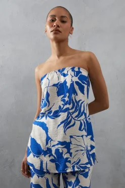 Viscose Floral Nylon Bandeau Top Co Ord