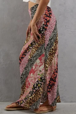 Viscose Mixed Print Bias Maxi Skirt