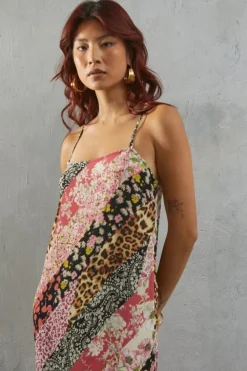 Viscose Mixed Print Strappy Maxi Sundress