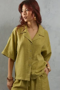 Viscose Nylon Boxy Shirt