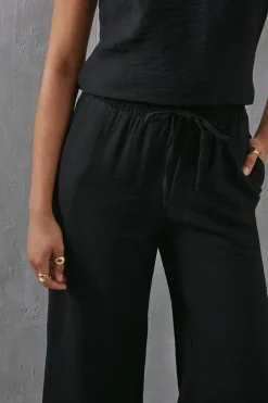 Viscose Nylon Drawstring Wide Leg Trouser Co Ord