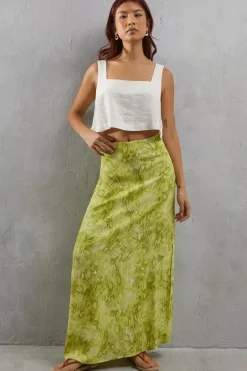 Viscose Snake Print Bias Maxi Skirt