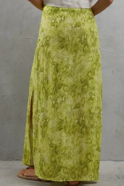 Viscose Snake Print Bias Maxi Skirt