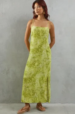 Viscose Snake Print Strappy Maxi Sundress