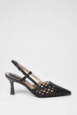 Vivienne Woven Detail Slingback Kitten Heel Court Shoes