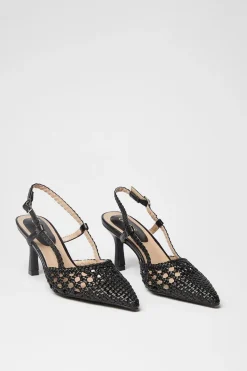 Vivienne Woven Detail Slingback Kitten Heel Court Shoes