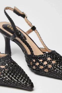 Vivienne Woven Detail Slingback Kitten Heel Court Shoes