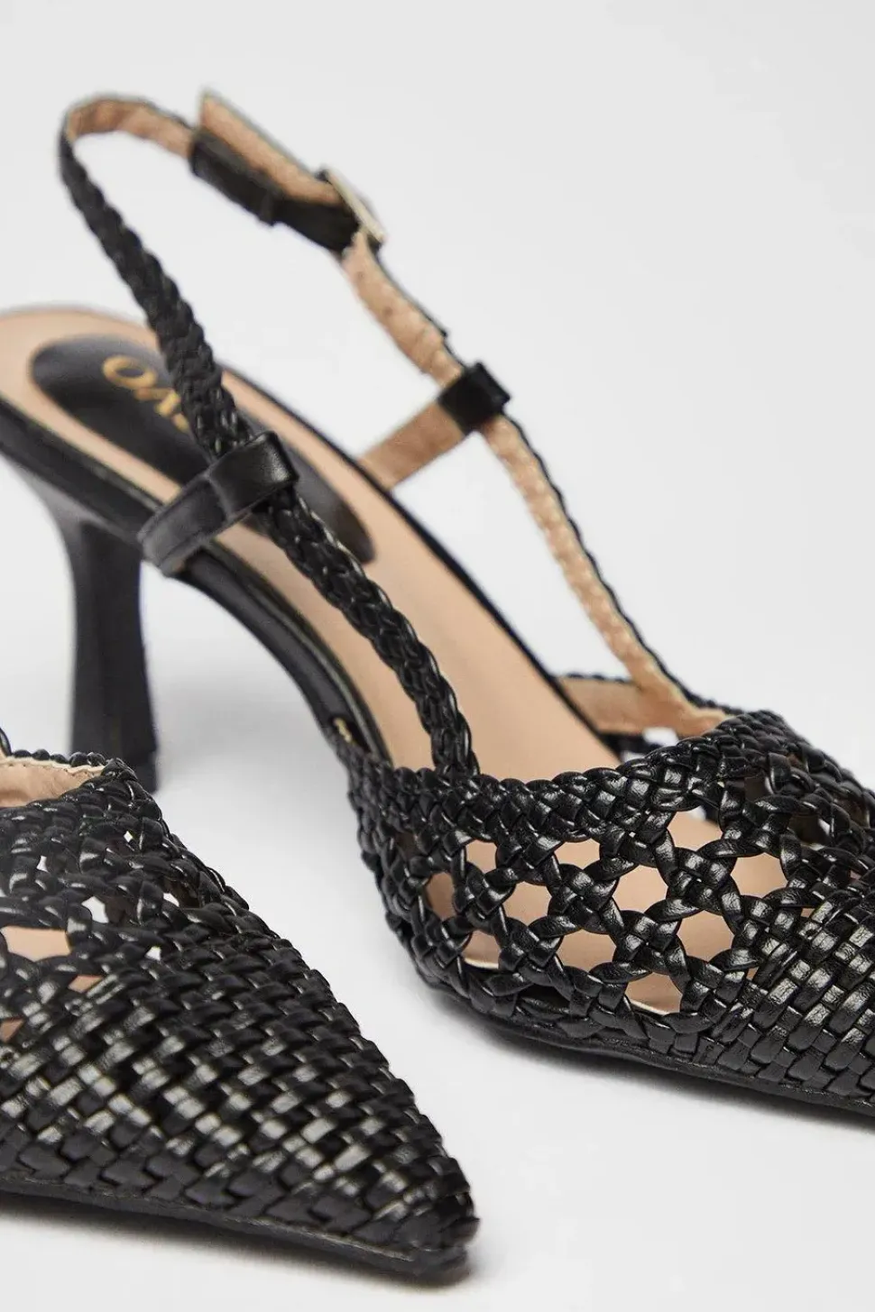 Vivienne Woven Detail Slingback Kitten Heel Court Shoes
