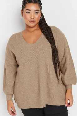 V-Neck Balloon Sleeve Jumper