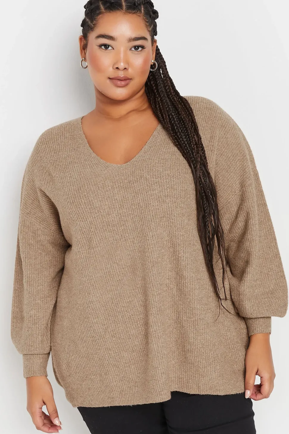 V-Neck Balloon Sleeve Jumper