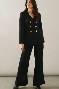 V Neck Double Breasted Blazer