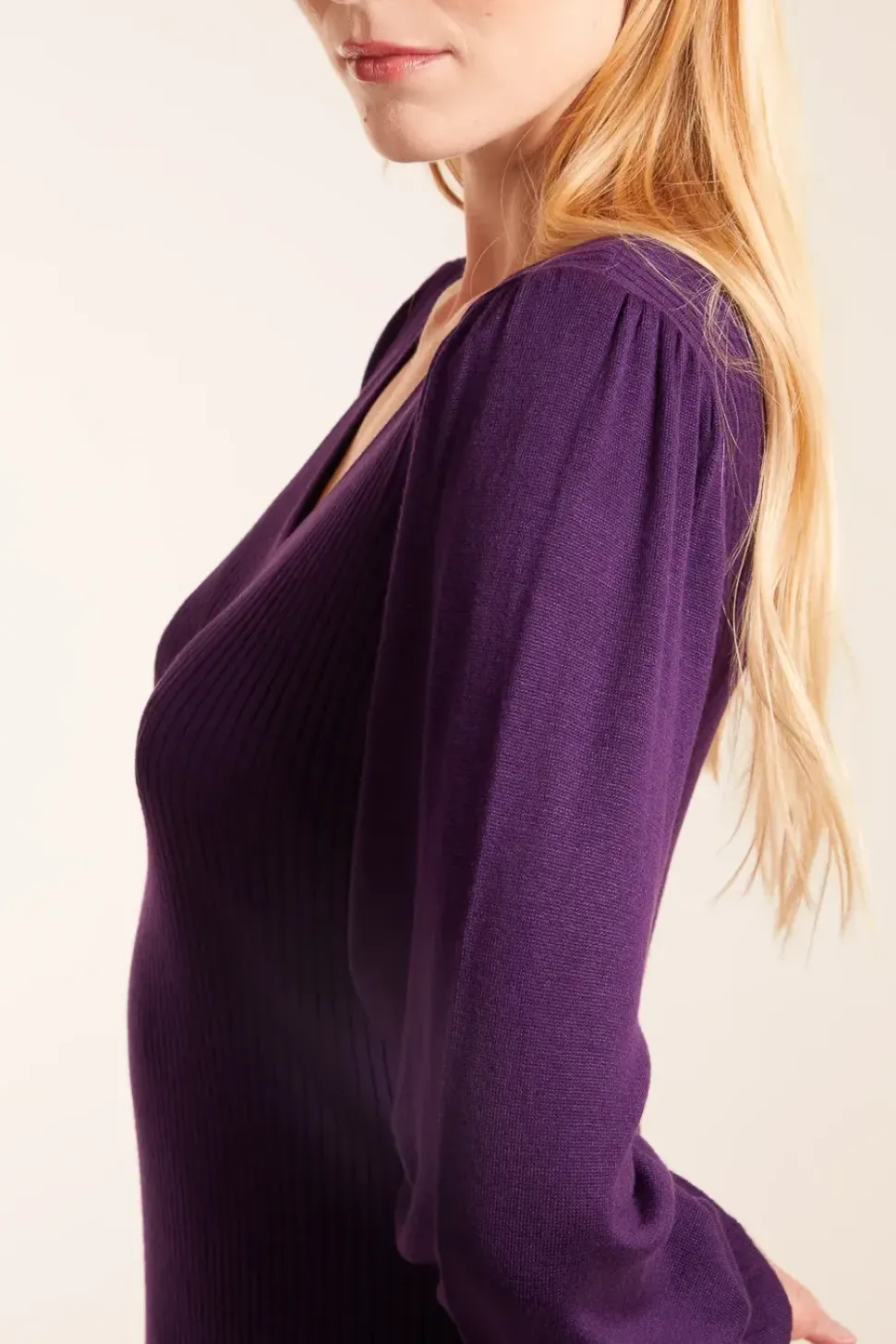 V-Neck Ribbed Bodycon Dress