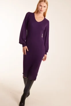 V-Neck Ribbed Bodycon Dress