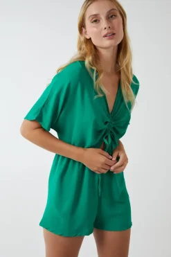 V-Neck Ruched Front Playsuit
