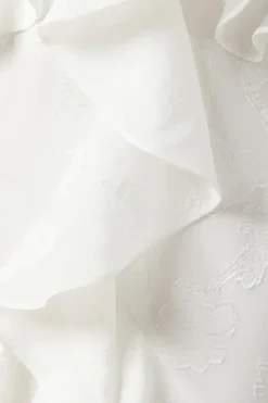 V Neck Ruffle Floral Chiffon Wedding Dress