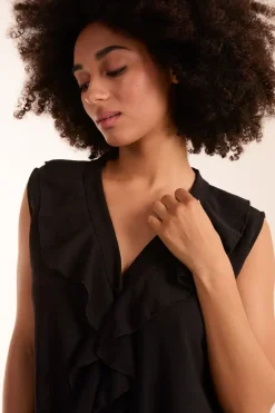 V Neck Ruffle Top with Knot