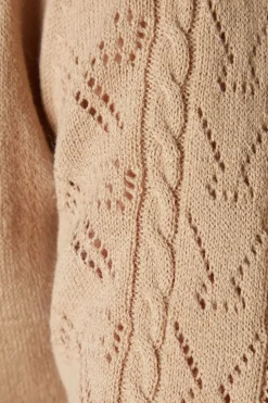 V Neck Scallop Detail Bow Pointelle Jumper