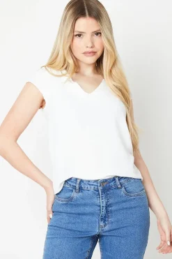 V Neck Shirred Shoulder Blouse