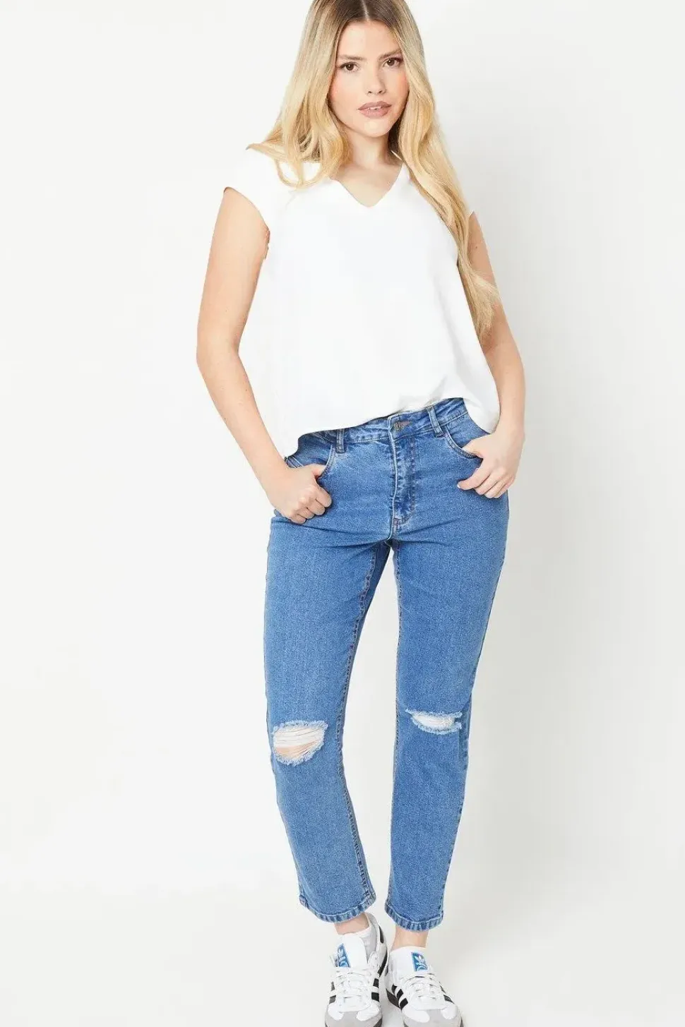 V Neck Shirred Shoulder Blouse