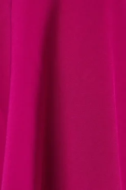 V Neck Sleeveless Peplum Hem Crepe Midi Wedding Guest Dress