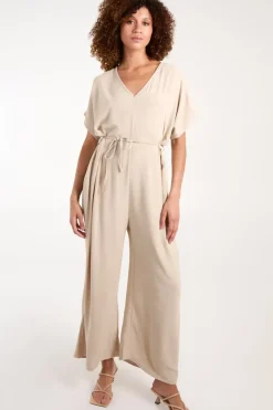 V Neck Straight Leg Relaxed Jumpsuit