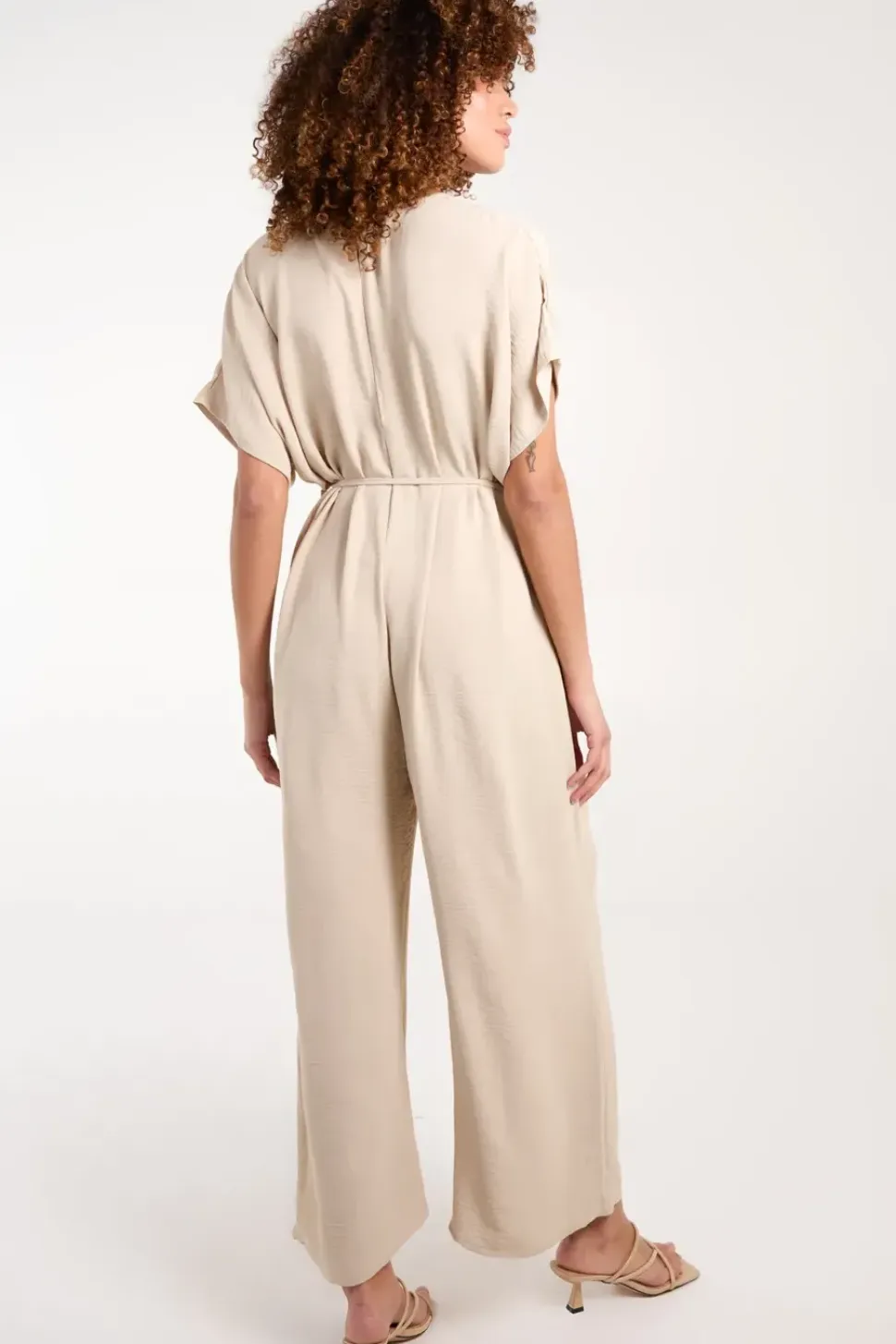 V Neck Straight Leg Relaxed Jumpsuit