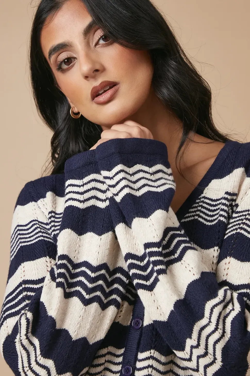 V Neck Wide Sleeve Cardigan