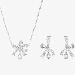 Volta Bow Pendant & Earring Jewellery Set 5660118