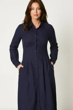 Waist Detail Midi Shirt Dress
