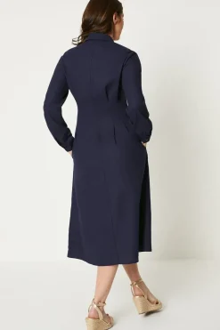 Waist Detail Midi Shirt Dress