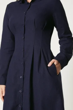 Waist Detail Midi Shirt Dress