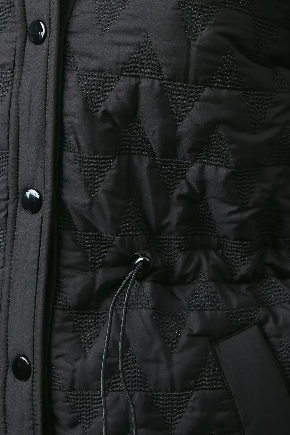 Waist Detail Popper Quilted Jacket