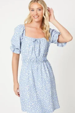 Waist Detail Puff Sleeve Mini Dress