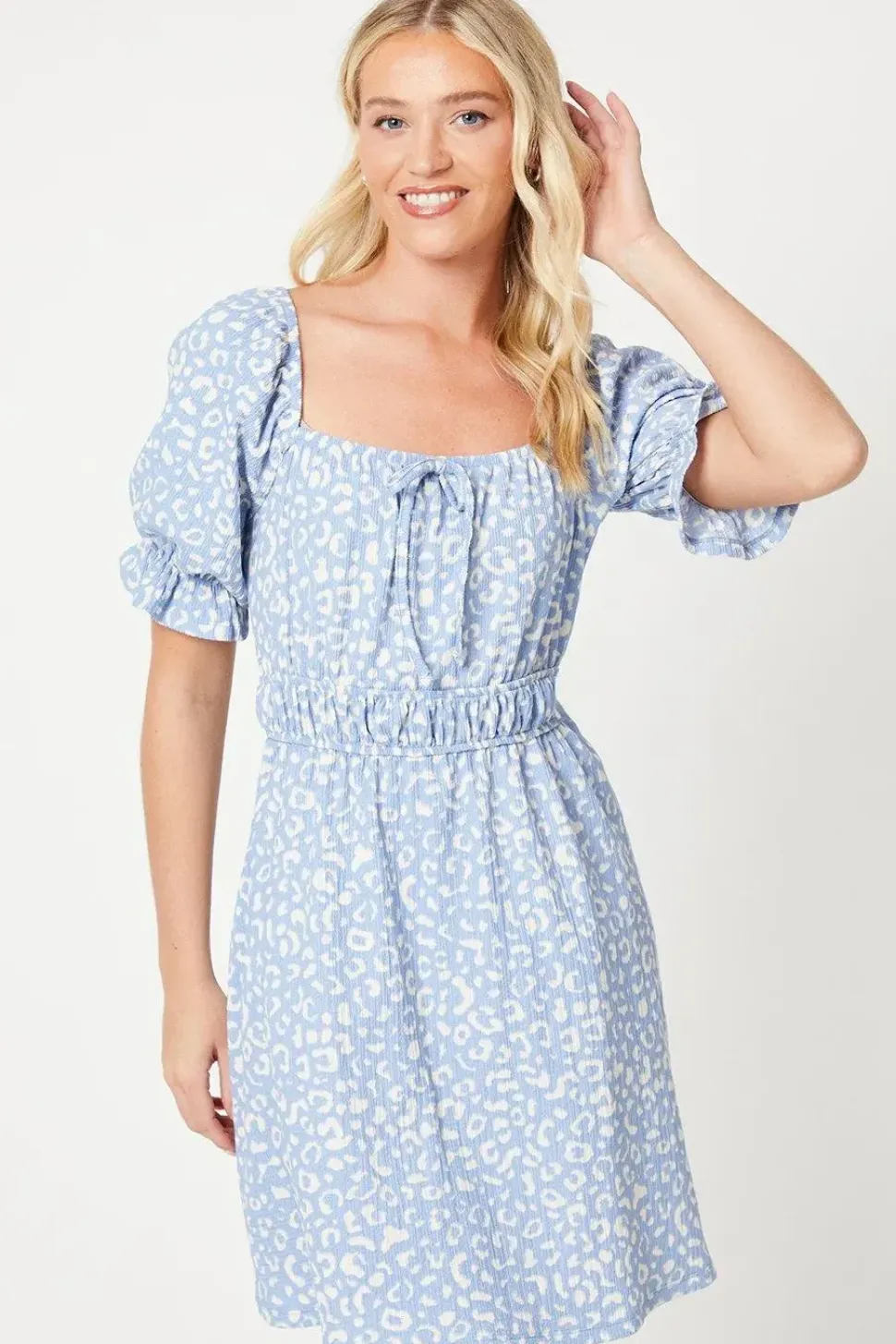 Waist Detail Puff Sleeve Mini Dress