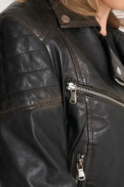 Washed Leather Biker Jacket