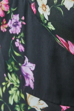 Watercolour Floral Chiffon Ruffle Midi Dress