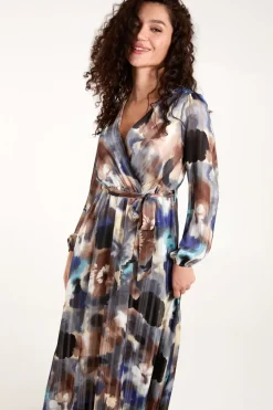 Watercolour Wrap Midi Dress
