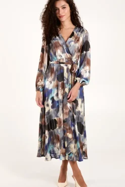 Watercolour Wrap Midi Dress