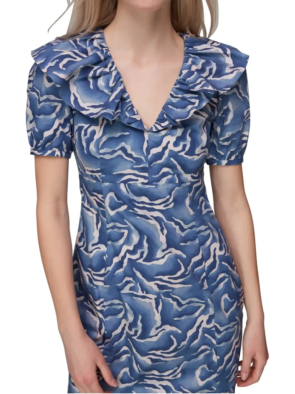 Watercolour Zebra Poplin Dress-Animal Print