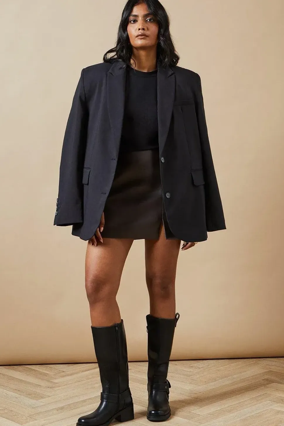 Welt Pocket Faux Leather Mini Skirt